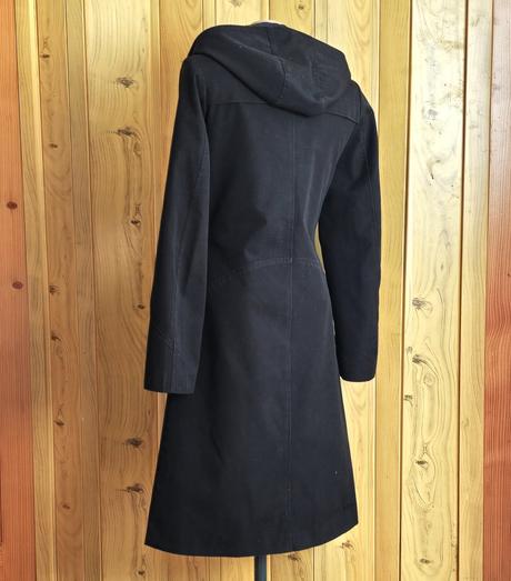 Dlhý čierny bundokabát -parka divided (h&m), 34, h&m,xs