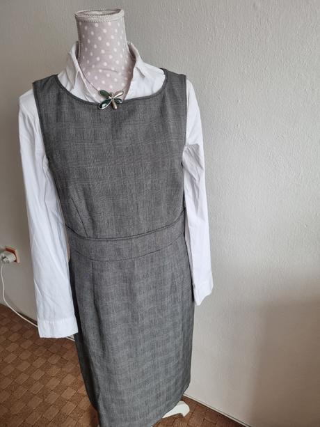Sivé káro biznis šaty lindex veľ. 40 bez blúzky, lindex,40