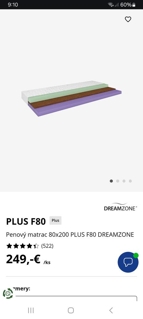 2 matrace dremzone, šírka (cm): 80,dĺžka (cm): 200