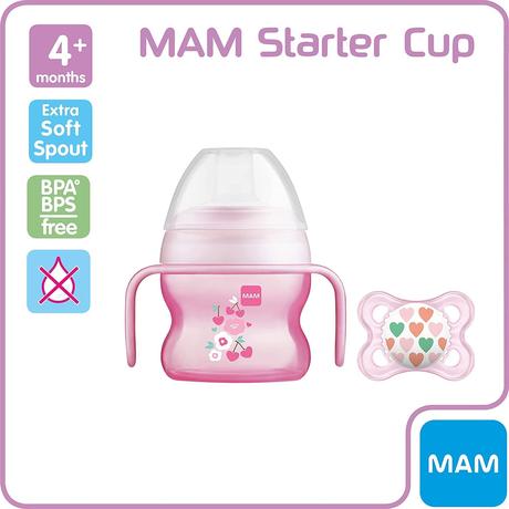 Mam hrnček starter cup ružová 150ml, 4m+ + cumlík, mam