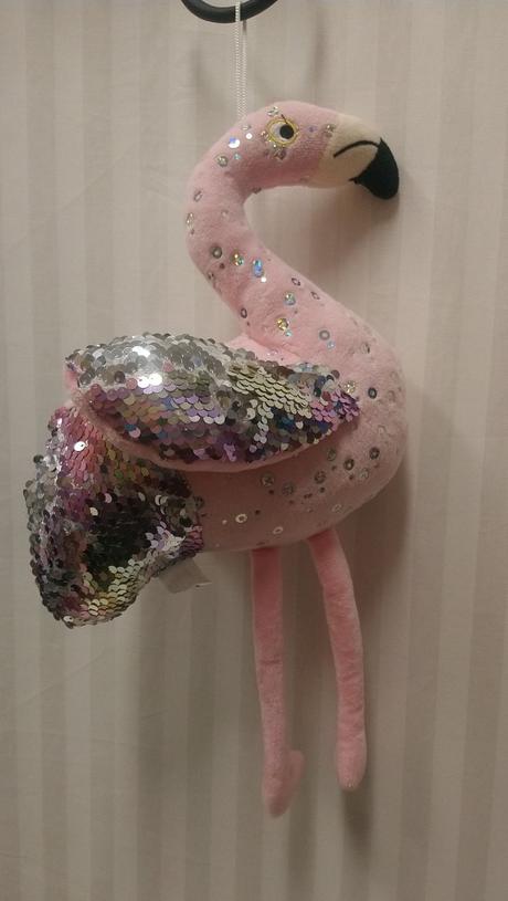 Plyšový plameniak s flitry, zvukom, aqua mare 36cm,