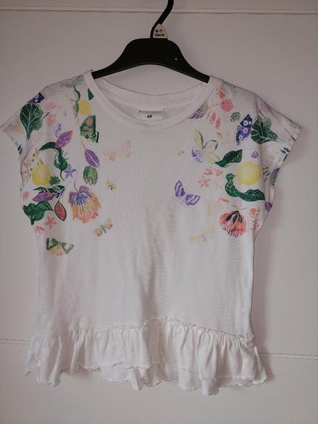 Kvetinové dievčenské tričko, h&m,134