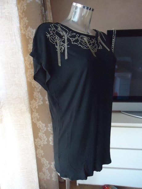 Čierne tričko s retiazkami vel. m-l, kookai,l