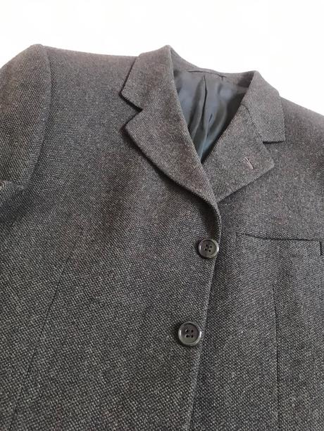 Vlnené tvídové dlhšie sako - jacket, xl