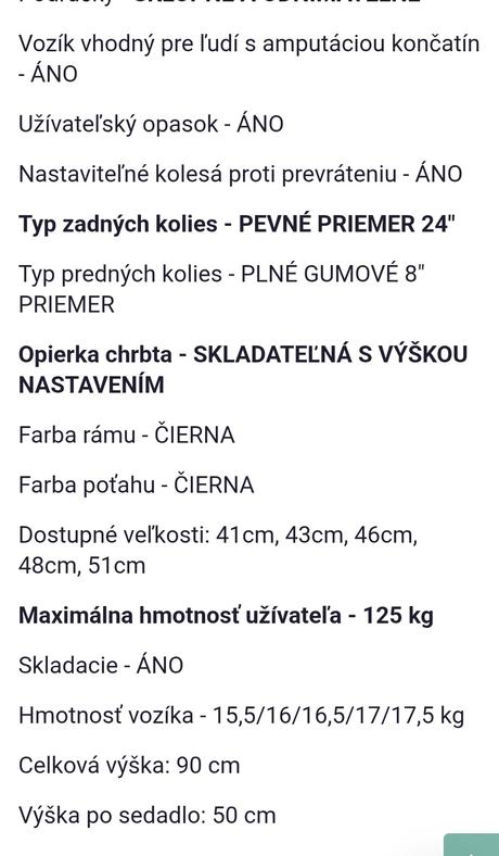 Invalidný vozík skladací,