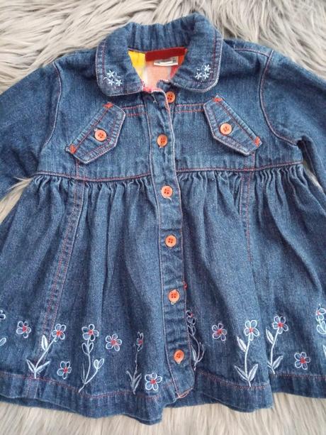 Dievčenské rifľové šaty s kvetmi, 68