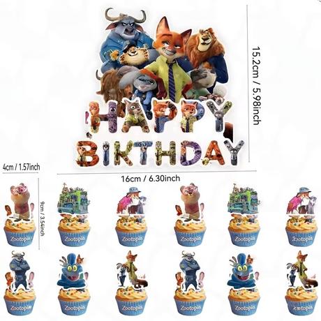 Tortový zápich zootropolis (13ks) - skladom,tz-164, 