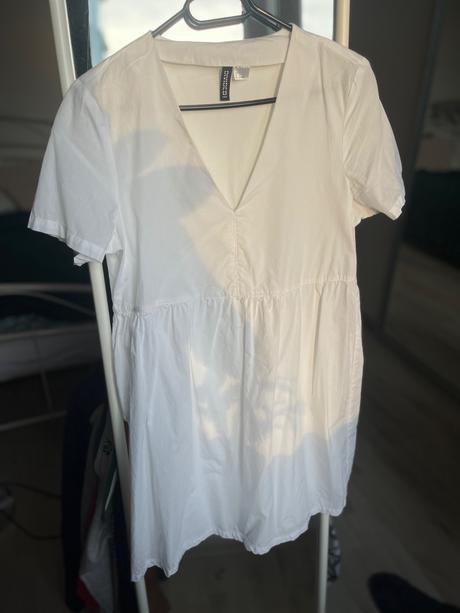 H&m biele saty kratke letne volny strih, h&m,s