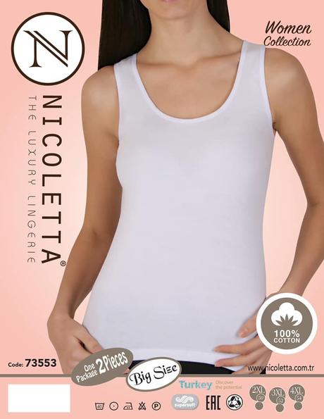 Dámske bavlnené tielko s čipkou, l - xxxl