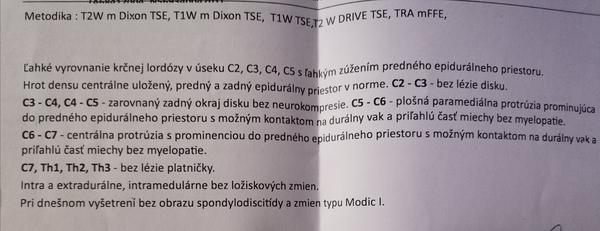 MR krčnej chrbtice - výsledky