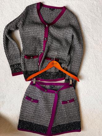 Chanel set dlhší kardigán a mini sukňa vel.m, m