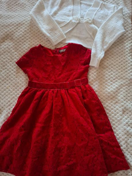 Červené šaty +biele bolerko, lindex,116