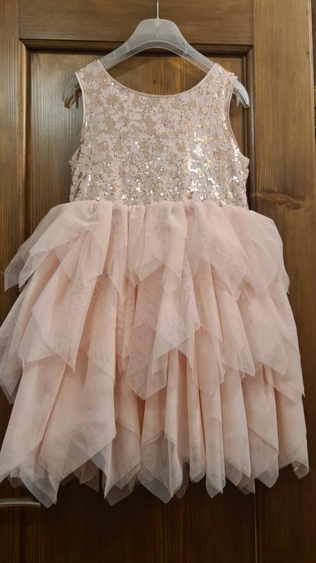 Ruźové dievčenské spoločenské šaty veľkosť 128, h&m,128