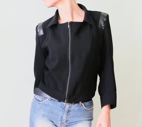 Čiern bundička s koženkovými nárameníkmi warehouse, warehouse,40