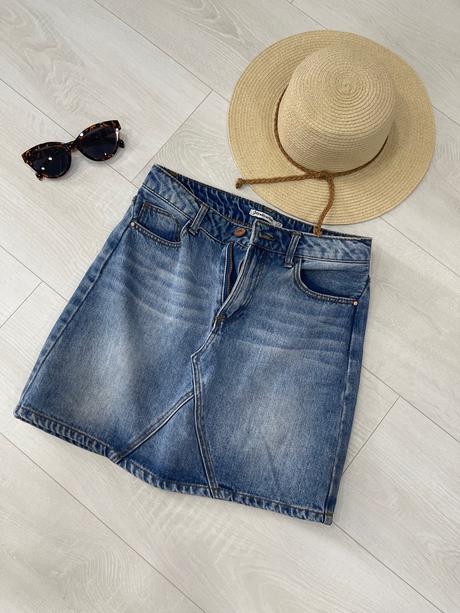 Riflová sukňa stradivarius, stradivarius,34