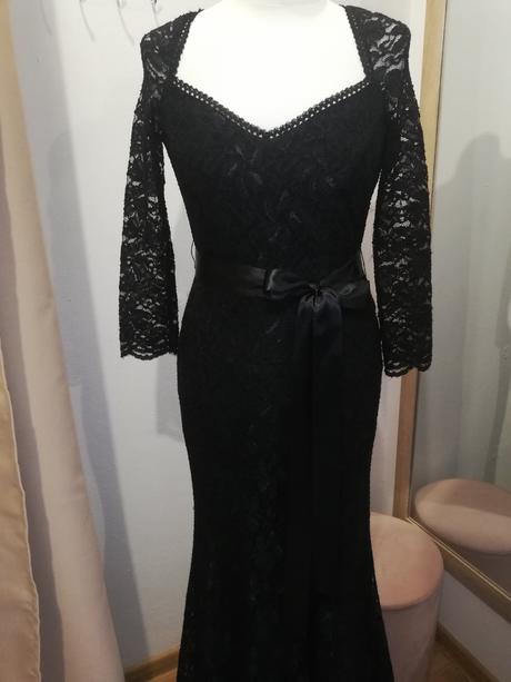 Spoločenské, krajkové, čierné šaty 36/38, 36