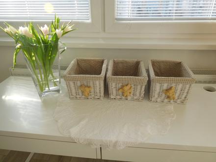 Košík prútený 3 kusy, bavlnené vnútro, 