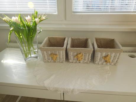 Košík prútený 3 kusy, bavlnené vnútro, 