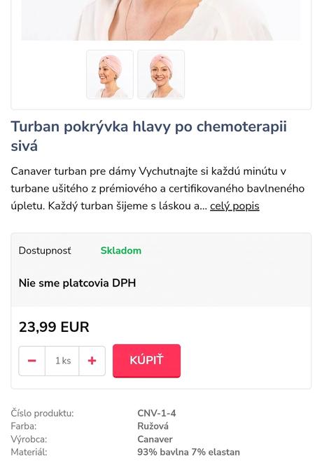 Čiapka/turban po chemoterapii,