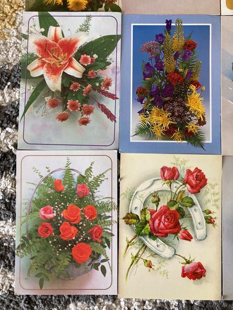Pohľadnice kvety 90te roky,