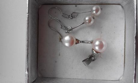 Bižu súprava - ružové perličky,