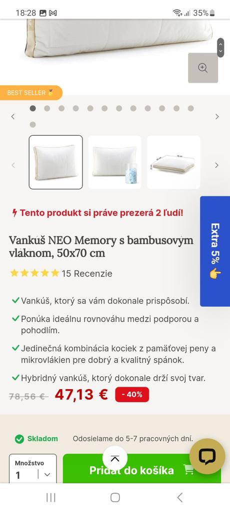 Vankúš vitapur neo 40x80cm, 