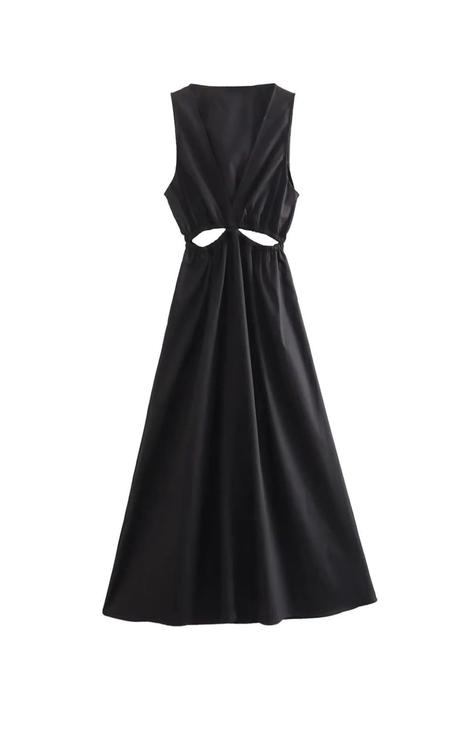 Čierne popelínové bavlnené šaty zara, zara,l