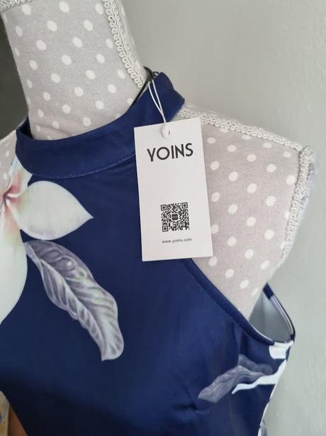 Modré kvetinové šaty s volánom veľ. 40, 40