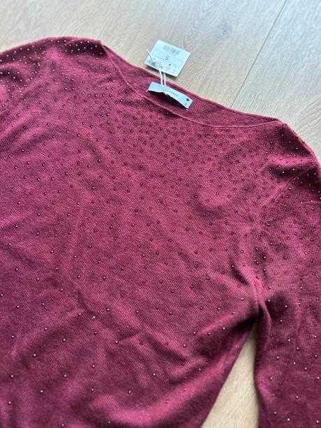 Bordový svetrík s kamienkami, reserved,36 / s