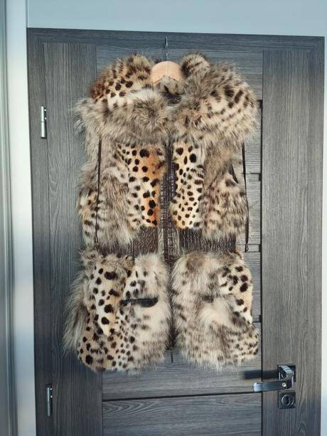 Luxusna vesta z pravej kozusiny rys ostrovid, s