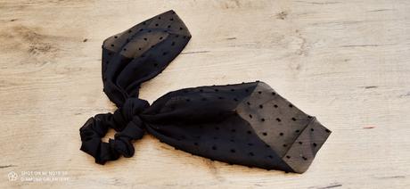 Gumička na vlasy - šifónová - 32 cm - čierna, 