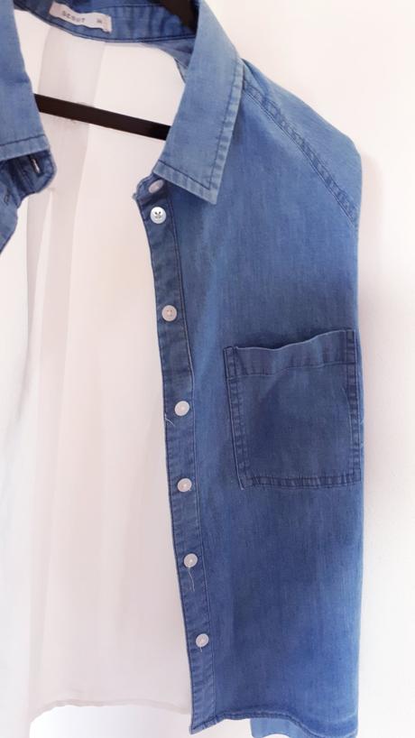 Riflová košela so šifonom vel 36/38, m