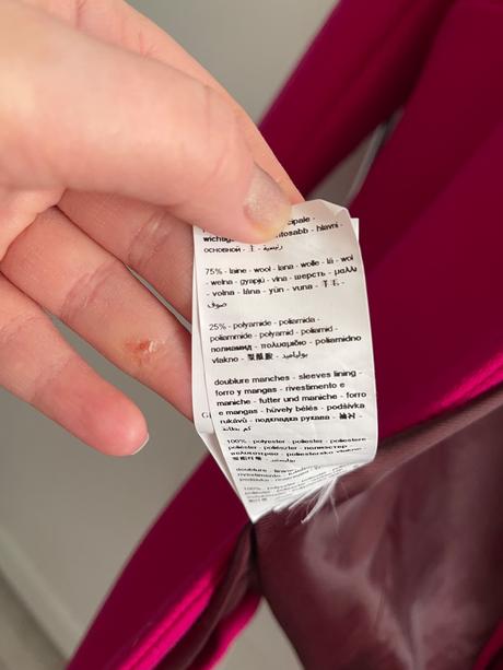 Elegantný fuchsiový kabát promod 75 percent vlna, promod,m