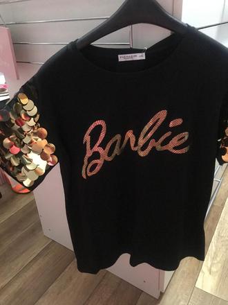 Čierno zlate tričko barbie, l / m / xl