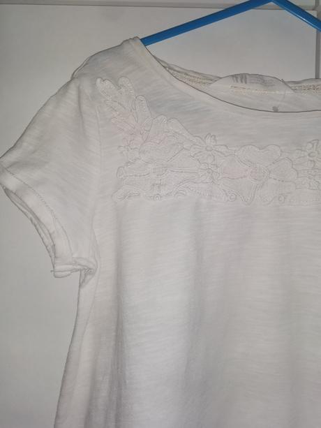 Biele tričko s čipkou, h&m,134