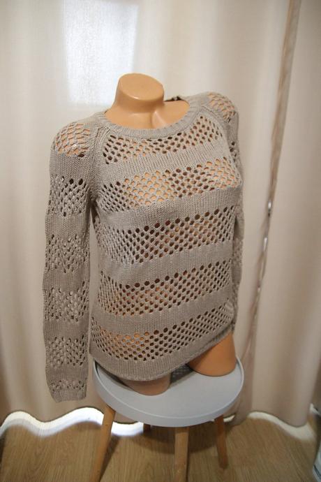 Béžový háčkovaný sveter, s/m, s