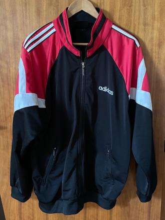 Čierno-červená mikina na zips s logom športová, adidas,m