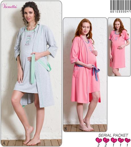 Materský komplet župan s nočnou košeľou na kojenie, vienetta secret,l - xxxl