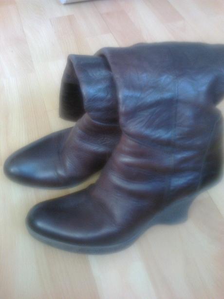 Pohodlné kožené čižmy na platforme, 37