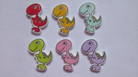 Drevený gombík dinosaurus, 