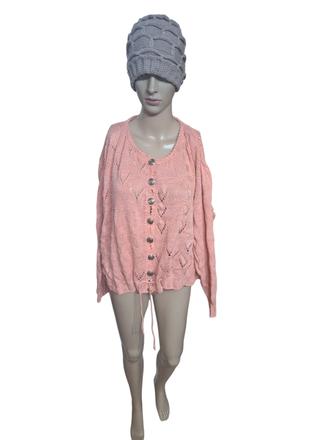 Dámsky svetrík na zapínanie do pása, 52