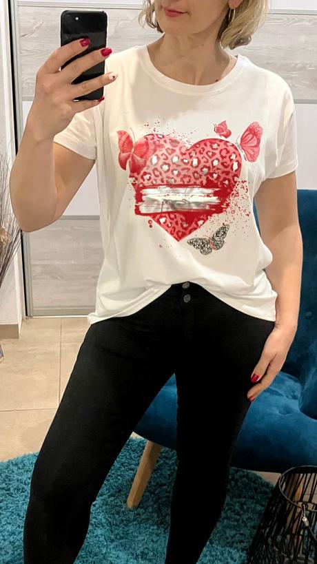 Dámske tričko vzor srdiečko a motýle, l / m / s / xl