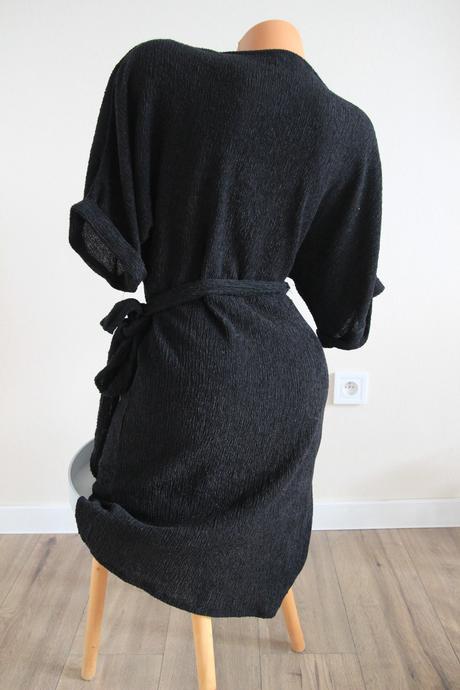 Čierne štrukturované zavinovacie šaty lindex, s, lindex,s