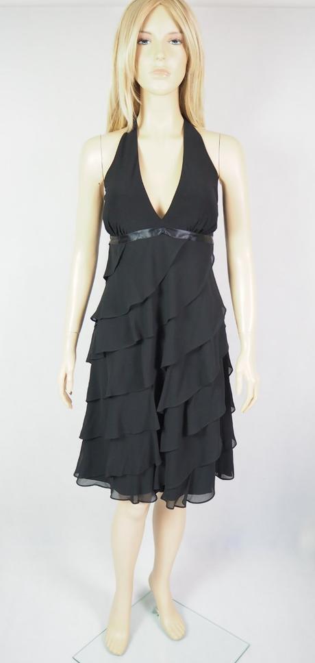 Kvalitné čierne elegantné šaty swing, 38