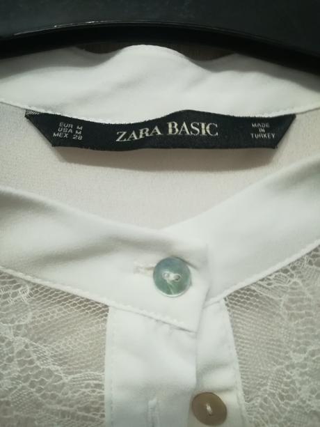 Biela blúzka s čipkou, zara,m