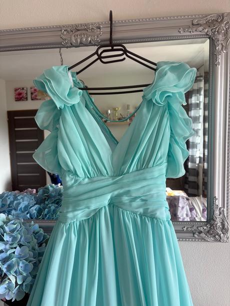 Mentolové spoločenské šaty, xs