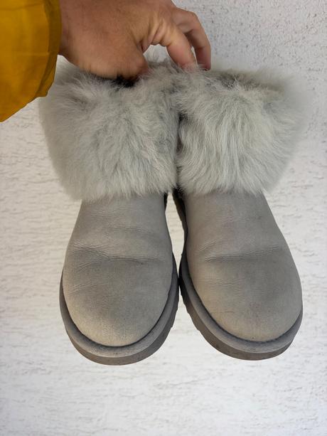 Ugg sive zimne kozene cizmy s velkou kozusinou, ugg,38
