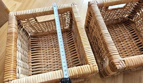 Pevný prútený košík, prírodný vzhľad, 1ks,