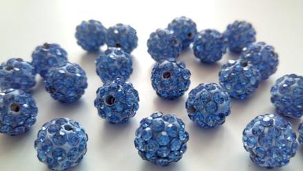 Korálky shamballa - modré 10 mm, 