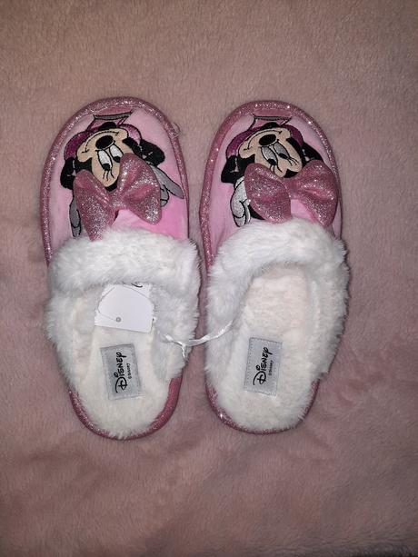 Ružové lesklé domáce papuče minnie mouse 36, primark,36